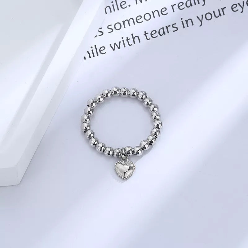 Riolio Hand-woven love beaded ring Fashion Women Men Round Ball Bead Adjustable Retro Rings Jewelry