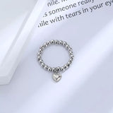 Riolio Hand-woven love beaded ring Fashion Women Men Round Ball Bead Adjustable Retro Rings Jewelry