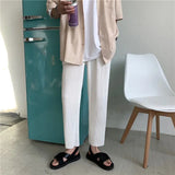 Riolio Pleated Pants Men Summer Straight Casual Pants Men Japanese Streetwear Loose Ice Silk Pants Mens Wide Leg Pants Man Trousers