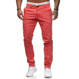 Riolio New Men's Solid Color Casual Cotton Trousers Slim Straight Business Pants All-match Trousers