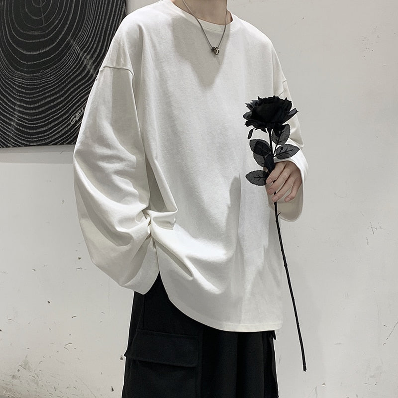 Riolio Loose Sweatshirts Men Solid T Shirt Neutral Streetwear Fashion Women Korean Clothes Cotton Pullover Long Sleeve T-shirts Man
