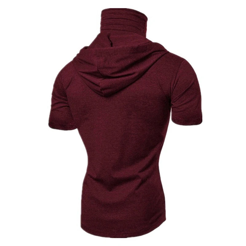 Riolio New Hooded T-shirt Men Fashion Style Personality Stretch Leisure Sport Shirt Ninja Suit Short-sleeved T-shirt Mask Suit Tops