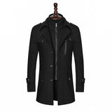 Fashion Winter Mens Wool Blends Double Collar Thick Jacket Single Breasted Trench Coat Men Size M-3Xl Brand Outdoor Warm Soft