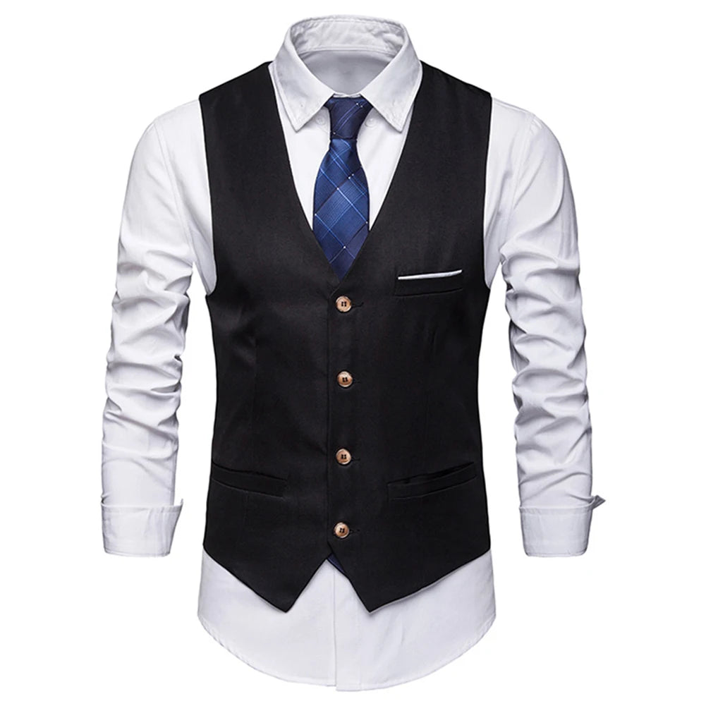 Riolio Dress Vests For Men Slim Fits Mens Suit Vest Male Waistcoat Gilet Homme Casual Sleeveless Formal Business Vest chaleco hombre