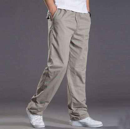 Riolio Mens casual Cargo Cotton pants men pocket loose Straight Pants Elastic Work Trousers Brand Fit Joggers Male Super Large Size 6XL