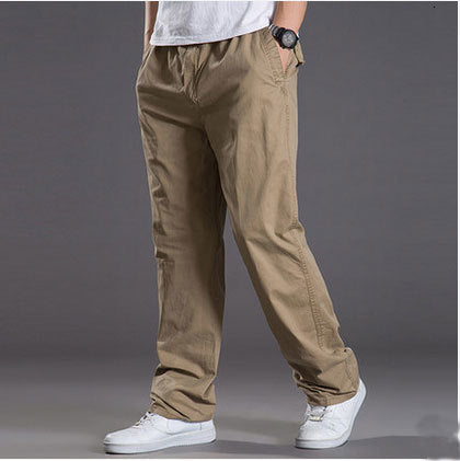 Riolio Mens casual Cargo Cotton pants men pocket loose Straight Pants Elastic Work Trousers Brand Fit Joggers Male Super Large Size 6XL