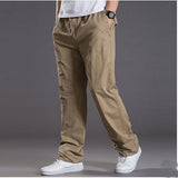 Riolio Mens casual Cargo Cotton pants men pocket loose Straight Pants Elastic Work Trousers Brand Fit Joggers Male Super Large Size 6XL