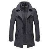 New Winter Wool Coat Men Fashion Double Collar Thick Jacket Single Breasted Trench Coat Men Casual Wool Blends Overcoats Men