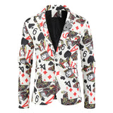Riolio Allover Print One Button Blazer, Men's Casual Music Note Pattern Flap Pocket Lapel Sports Coat For Spring Fall Business