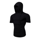 Riolio New Hooded T-shirt Men Fashion Style Personality Stretch Leisure Sport Shirt Ninja Suit Short-sleeved T-shirt Mask Suit Tops