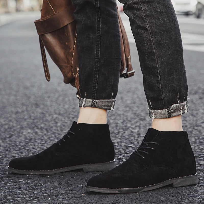 Riolio Fashion Pointed Toe Leather Boots Cheap Men Winter Boots Winter Shoes For Men Male Boots Mens Ankle Boots Zapatos Hombre