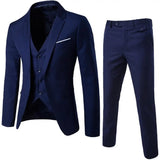 Riolio suit fashion 3pcs Suit Men Slim Formal Suit Solid Color Blazer Vest Pants Set 3 Piece Mens Suit Business Suit costume homme костюм мужской