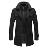 New Winter Wool Coat Men Fashion Double Collar Thick Jacket Single Breasted Trench Coat Men Casual Wool Blends Overcoats Men