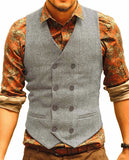 Riolio fashion suits for men Casual Men's Brown Waiter Vest Jacket Slim Fit Prom Double Breasted Blazer Champagne Suits Waistcoat For Wedding Best Man Grooms