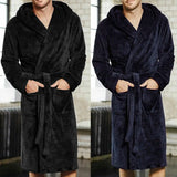 Riolio Mens Bathrobe Man Winter Warm Casual Flannel Robe Sleepwear Long Sleeve Plush Shawl Male Bath Robe Lounge Nightgown Home Clothes