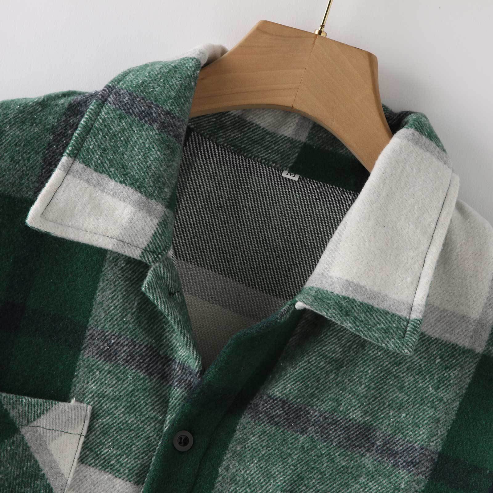 Riolio Spring Autumn Men Shirt Turn-down Collar Cotton Blend Long Sleeve Plaid Buttons Shirt Coat Casual Loose Streetwear Man Clothes