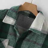 Riolio Spring Autumn Men Shirt Turn-down Collar Cotton Blend Long Sleeve Plaid Buttons Shirt Coat Casual Loose Streetwear Man Clothes