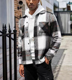 Riolio Spring Autumn Men Shirt Turn-down Collar Cotton Blend Long Sleeve Plaid Buttons Shirt Coat Casual Loose Streetwear Man Clothes