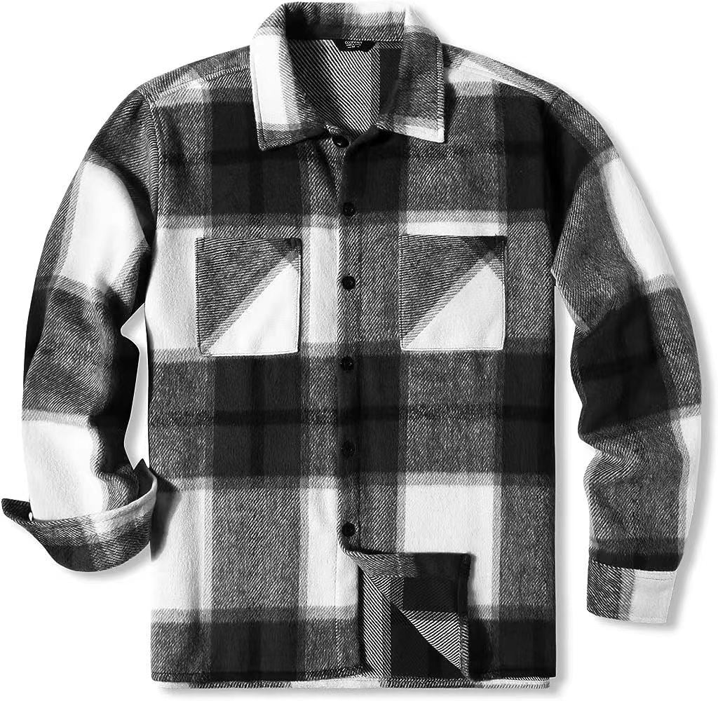 Riolio Spring Autumn Men Shirt Turn-down Collar Cotton Blend Long Sleeve Plaid Buttons Shirt Coat Casual Loose Streetwear Man Clothes