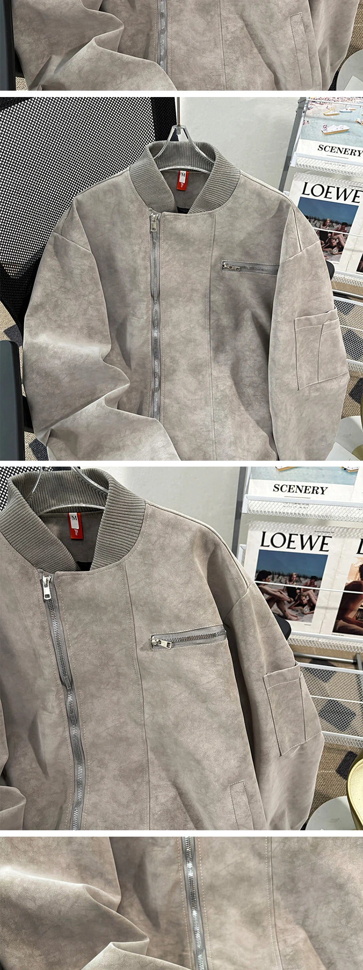 Riolio American Baseball Jacket Men's Autumn Winter Korean Style Trendy Loose Silhouette Work Jacket Handsome High-end Motorcycle Suit