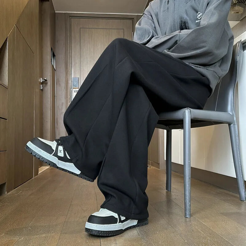 Riolio Black Casual Pants Men Fashion Oversized Wide Leg Pants Men Sweatpants Streetwear Loose Straight Joggers Pants Mens Trousers
