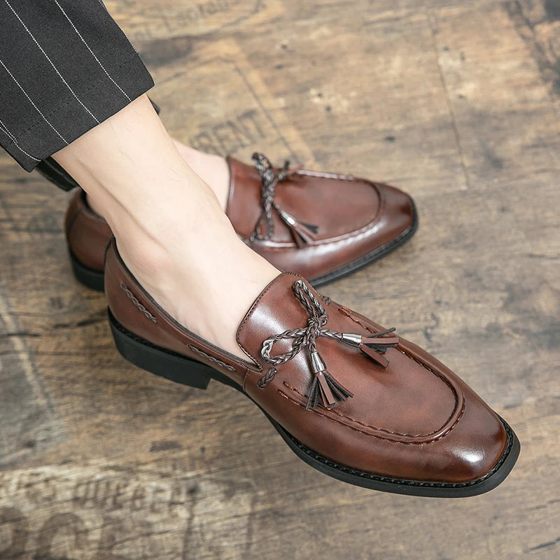 Riolio Summer Fashion Casual Leather Shoes Men Large Size Business Formal Casual Shoes Wedding Lace Up Men Shoes