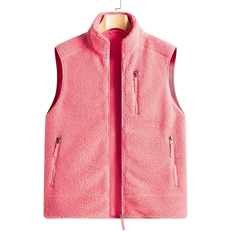 Riolio Outdoor Sleeveless Coats Vests Male Warm Cotton Waistcoat Autumn Jackets Thick Vests Man Classic  Lamb Cashmere Men Fleece Vest
