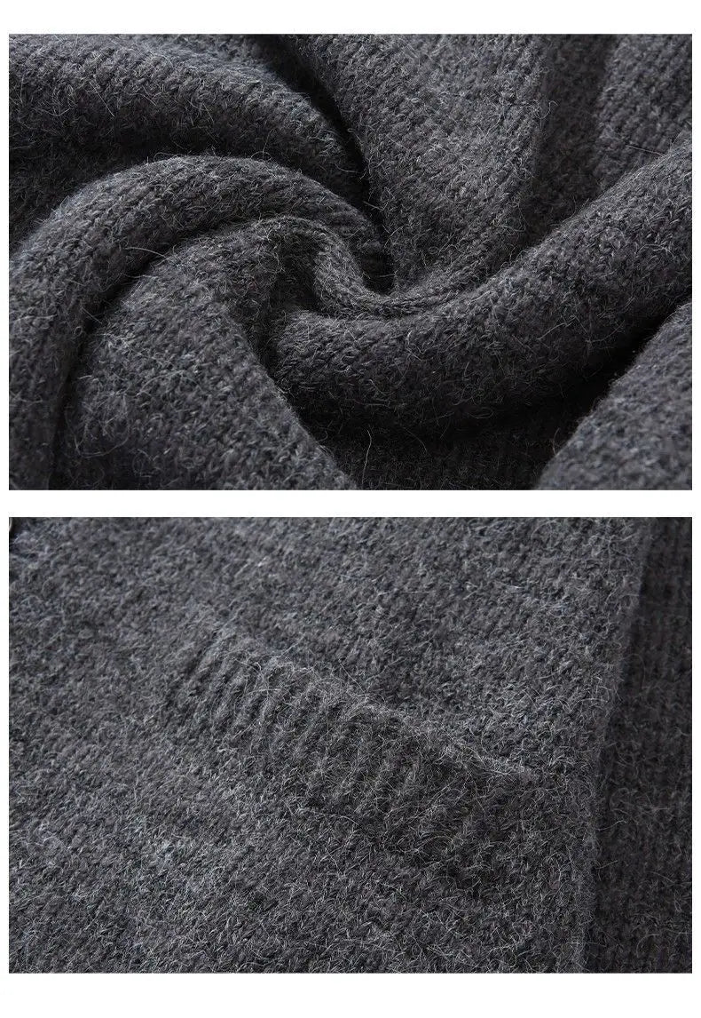 Riolio American-style autumn/winter streetwear unisex trendy hooded knit sweaters for couples with loose-fit retro Harajuku casual tops