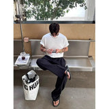Riolio Summer Cityboy Pants Texture Soft Single Pleated Straight Casual Pants Men's Korean Retro High-end Loose Trousers Aesthetic Wear