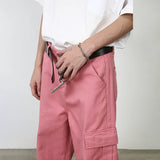Riolio Pink Cargo Jeans Pants Men Oversize Wide Leg Denim Trousers Male Loose Casual Japanese Streetwear Hip Hop Pocket