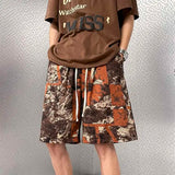 Riolio Summer Flower Shorts Men Fashion Retro Printed Shorts Men Streetwear Hip-hop Loose Beach Shorts Mens Knee Length Pants M-3XL