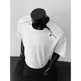 Riolio Breathable Mens Round Neck T-Shirt man Zip Detail Trendy Design New Urban Streetwear Casual Summer Tee Comfort Fit Stylish Soft