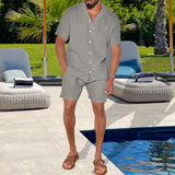 Riolio Summer Casual Fashion Suit For Men Lightweight Comfortable Lapel Short-sleeved Shirt Shorts Two-piece Sets Men's Clothing