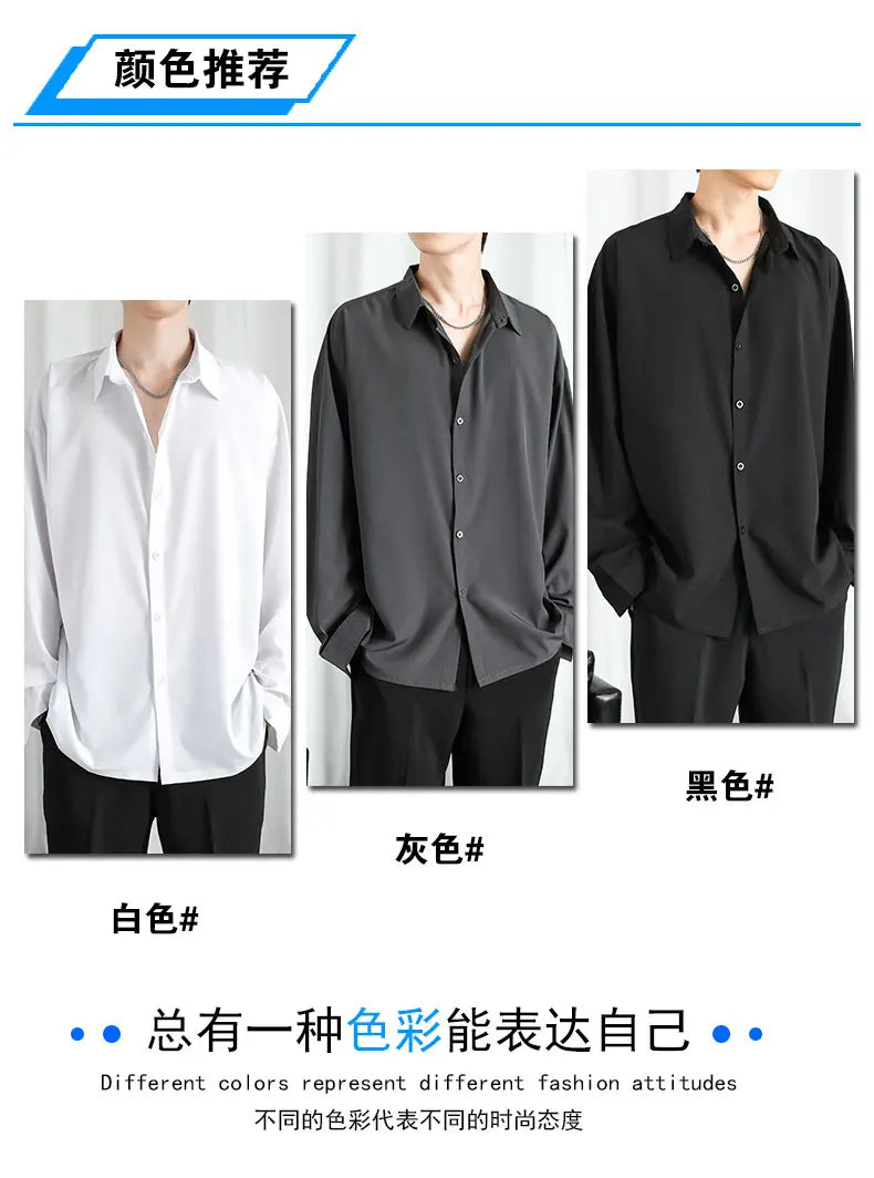 Riolio Shirt Men Solid  Long sleeved Shirt For Men Korean Fashion Shirts Comfortable Blouses Casual Loose Classic Single Breasted Shirt