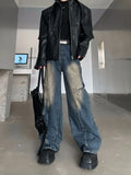 Riolio American high street men and women trendy personalized straight leg washed jeans for couples spring loose retro casual pants y2k