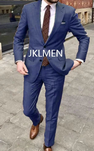 Riolio Men's Suit   Handsome Casual 2 Piece Suit For Men Wedding Tuxedos Notched Lapel Groomsmen  Business  Prom Blazer