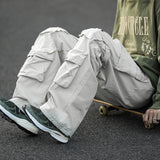 Riolio Japanese Multi-pocket Work Pants Men's Autumn Trendy Loose Straight Casual Pants Hip-hop Retro Design Trousers Aesthetic Chic