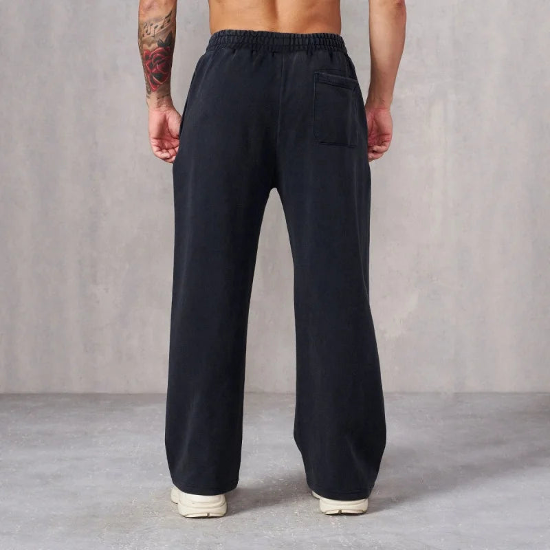 Riolio American Style New Men's Sports Pants Spring Autumn Outdoor Jogging Muscle Fitness Embroidered Straight Casual Long Pants