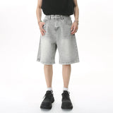 Riolio Men Designer Brand Casual Shorts Male Baggy Streetwear Knee Lenght Denim Short Pants Summer Fashion Daily Wide Leg Short Jeans