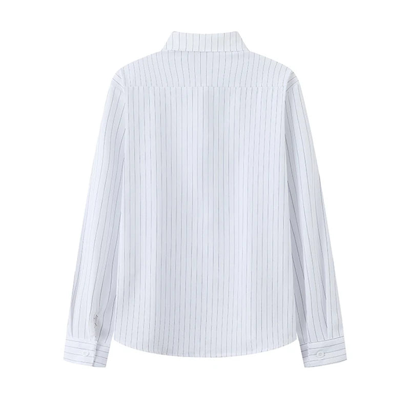 Riolio  New Naples Business Men Shirts Light Luxury Textured Lapel Striped Long Sleeve Cardigan Leisure Premium Commuter Blouse S-4XL