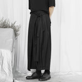 Spring/Summer Casual Wide Leg Pants for Men's Dark Knight Pants Original Four Seasons  Asymmetric Loose Crop Nine Pants