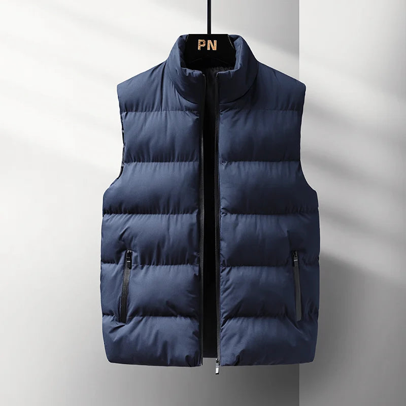 Riolio Casual Plus Size Men's Cotton Vest High Quality Autumn Winter Fashion Men Jacket Warm Stand Collar Sleeveless Men's Top Vests