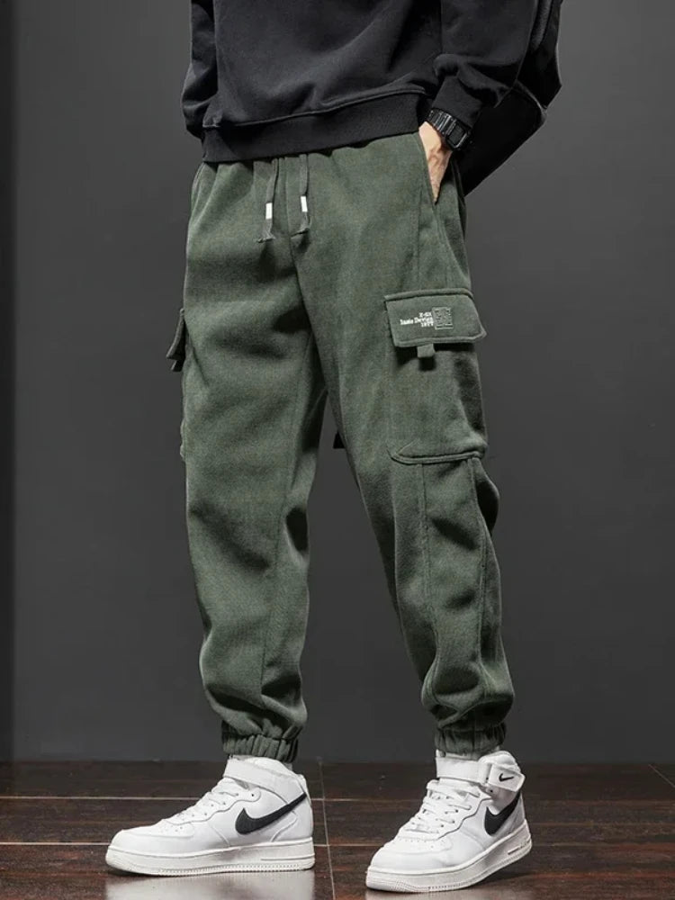 Riolio Spring Autumn Men's Elastic Waist Casual Pants Stretch Straight Drawstring Harem Jogging Sports Trousers Fashion Male Clothing