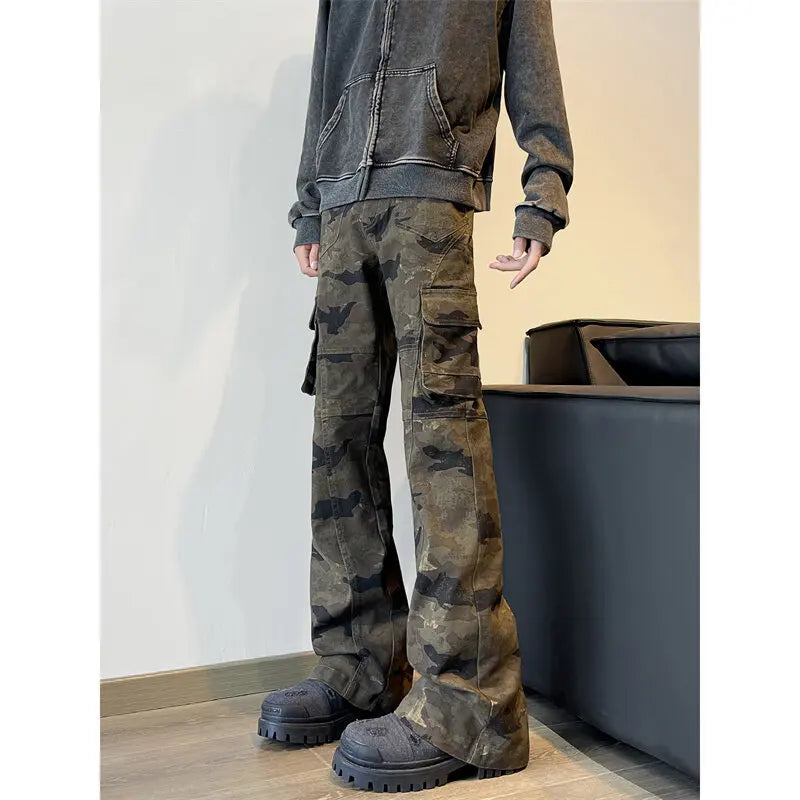 Riolio Military Tactical Cargo Pants Men Straight Leg Camouflage Outdoor Work Hiking Durable Jogger Trousers Streetwear Clothing