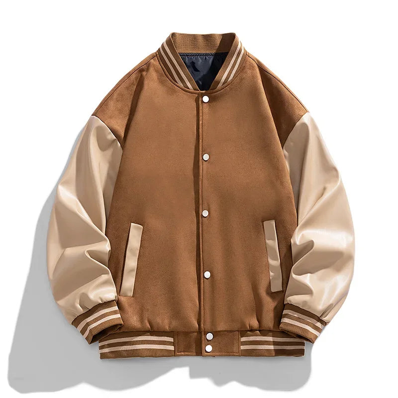 Riolio Bomber Wool Coat Premium Varsity Leather Wool Jacket High Street Jacket Men's Varsity Baseball College Leather Sleeves