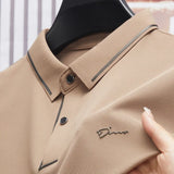 Riolio Men's New Polo Shirt Seamless Premium Luxury Cool Fabric Business Casual Golf Slim Fit Blouse Collar T-shirt
