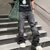 Riolio Harajuku Washed Vintage Straight Wide Leg Denim Pants Men and Women High Street Baggy Casual Flare Jeans Pants  Y2K Oversized