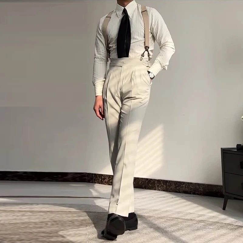 Riolio New Italy Business Men Shirts Light Luxury Textured Peaked Lapel Striped Long Sleeve Cardigan Leisure High Quality Blouse M-2XL