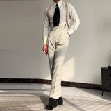 Riolio New Italy Business Men Shirts Light Luxury Textured Peaked Lapel Striped Long Sleeve Cardigan Leisure High Quality Blouse M-2XL