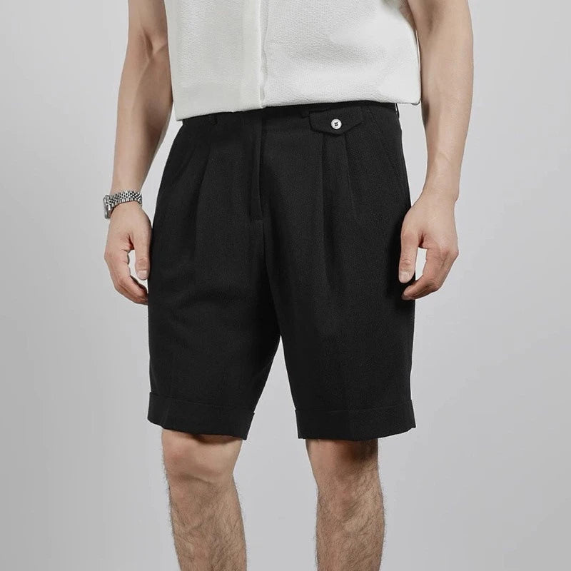 Riolio New Men Summer Slim-fit British Style Suit Shorts Light Luxury Business Straight-leg Shorts Leisure Button-down Half-pants M-3XL